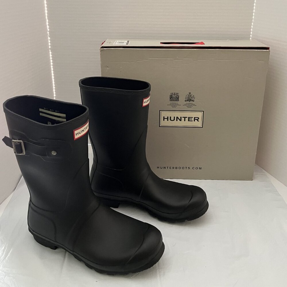 Hunter Boots Original Short Rain Snow Boots Matte Black size 10